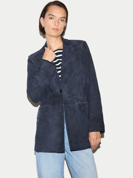 Suede Tailored Jacket | Navy