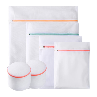 A set of 6 mesh laundry bags in assorted shapes and sizes