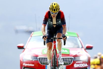 Geraint Thomas crests the Peyragudes in the Tour de France 2022