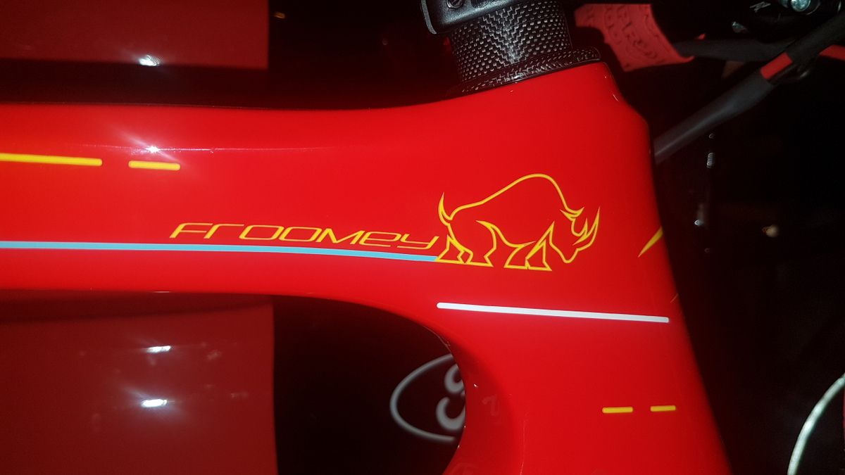 The rhino motif has featured on Froome's bike for some years now so it's no surprise to see it on his custom Vuelta bike