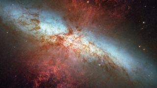 A supernova observed by the Hubble Space Telescope in the galaxy M82. Supernovas of this type, type Ia, were fundamental in the discovery of the universe’s expansion and the theory of dark energy.