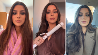 Beauty Editor testing curling iron 