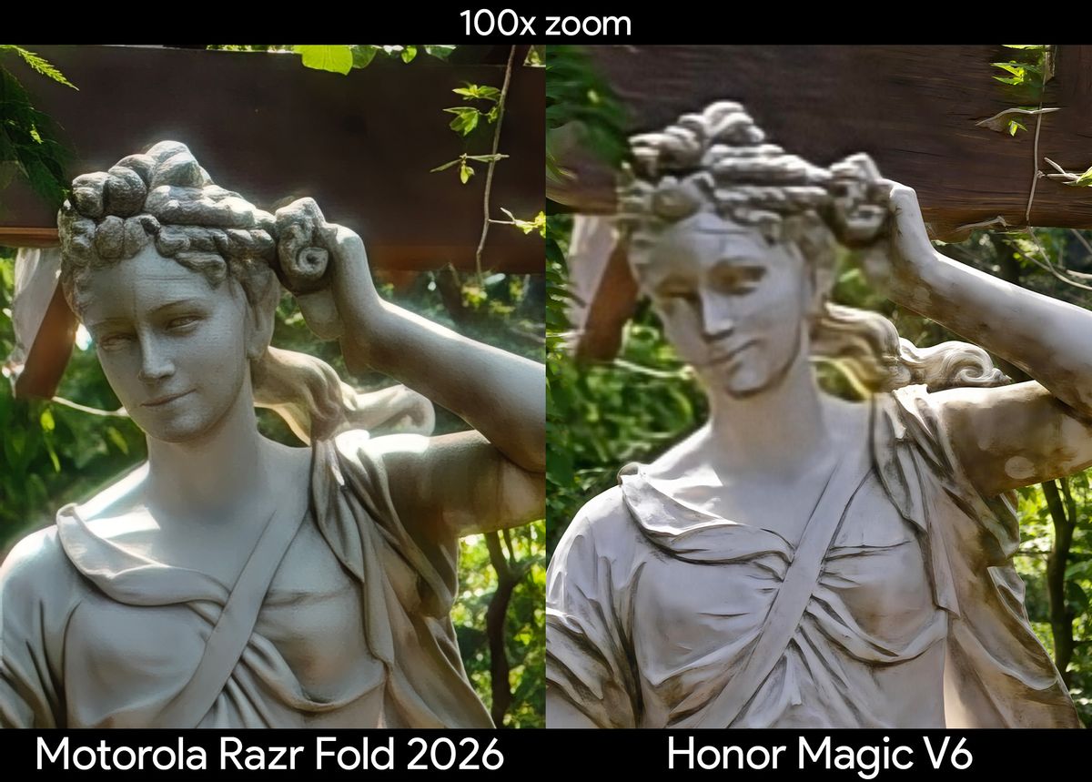 Comparing telephoto camera quality between the Motorola Razr Fold 2026 and Honor Magic V6