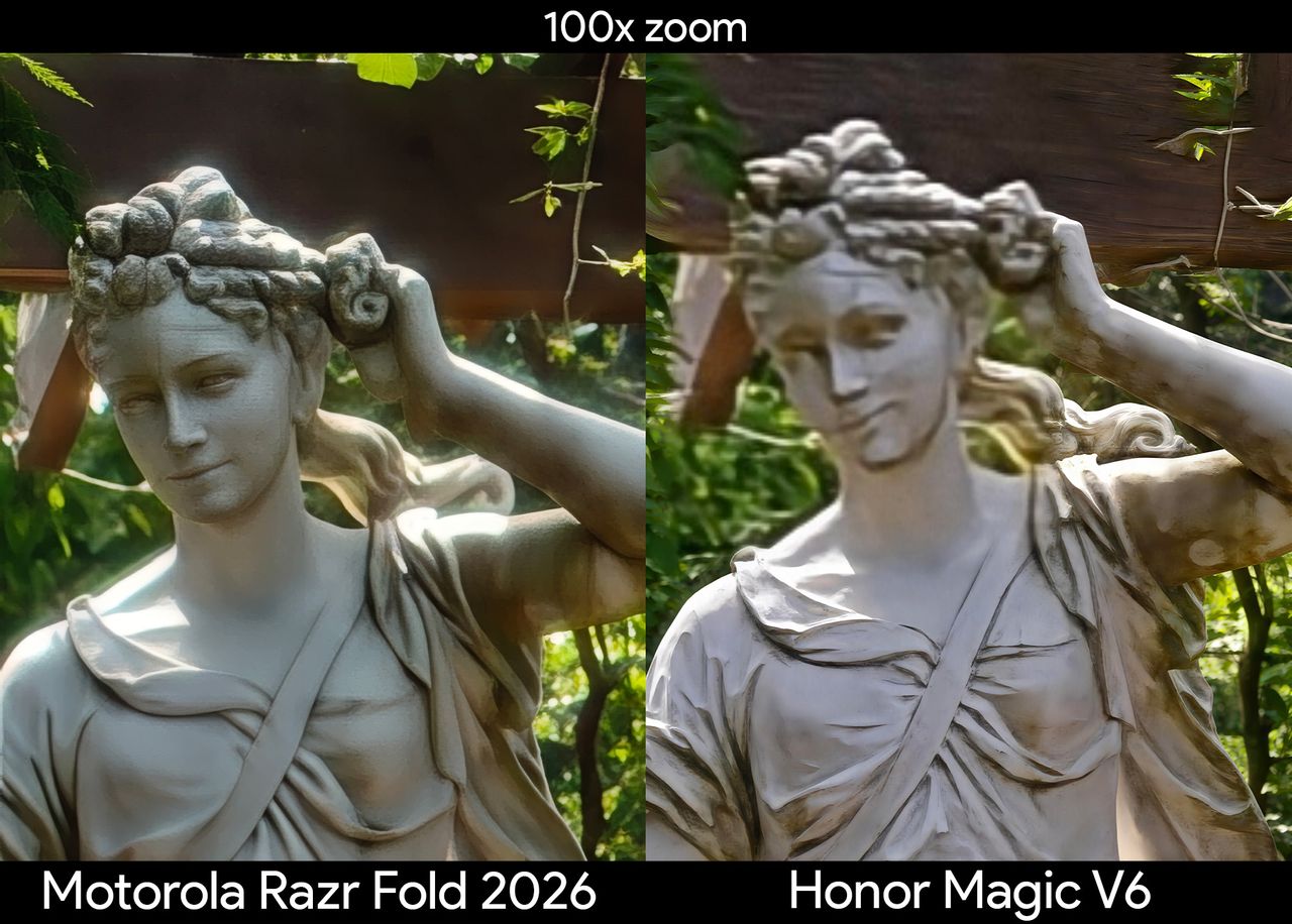 Comparing telephoto camera quality between the Motorola Razr Fold 2026 and Honor Magic V6