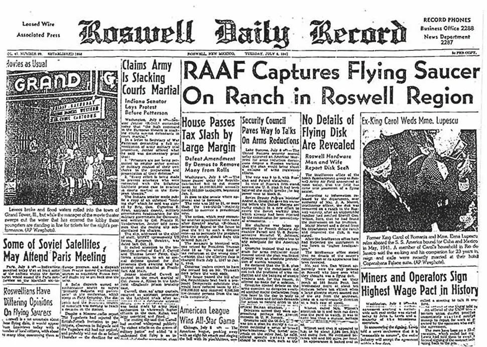 Roswell UFO kazası: 'Uçan daire' olayının arkasındaki gerçek nedir? Roswell Daily Record'dan gazete kupürü