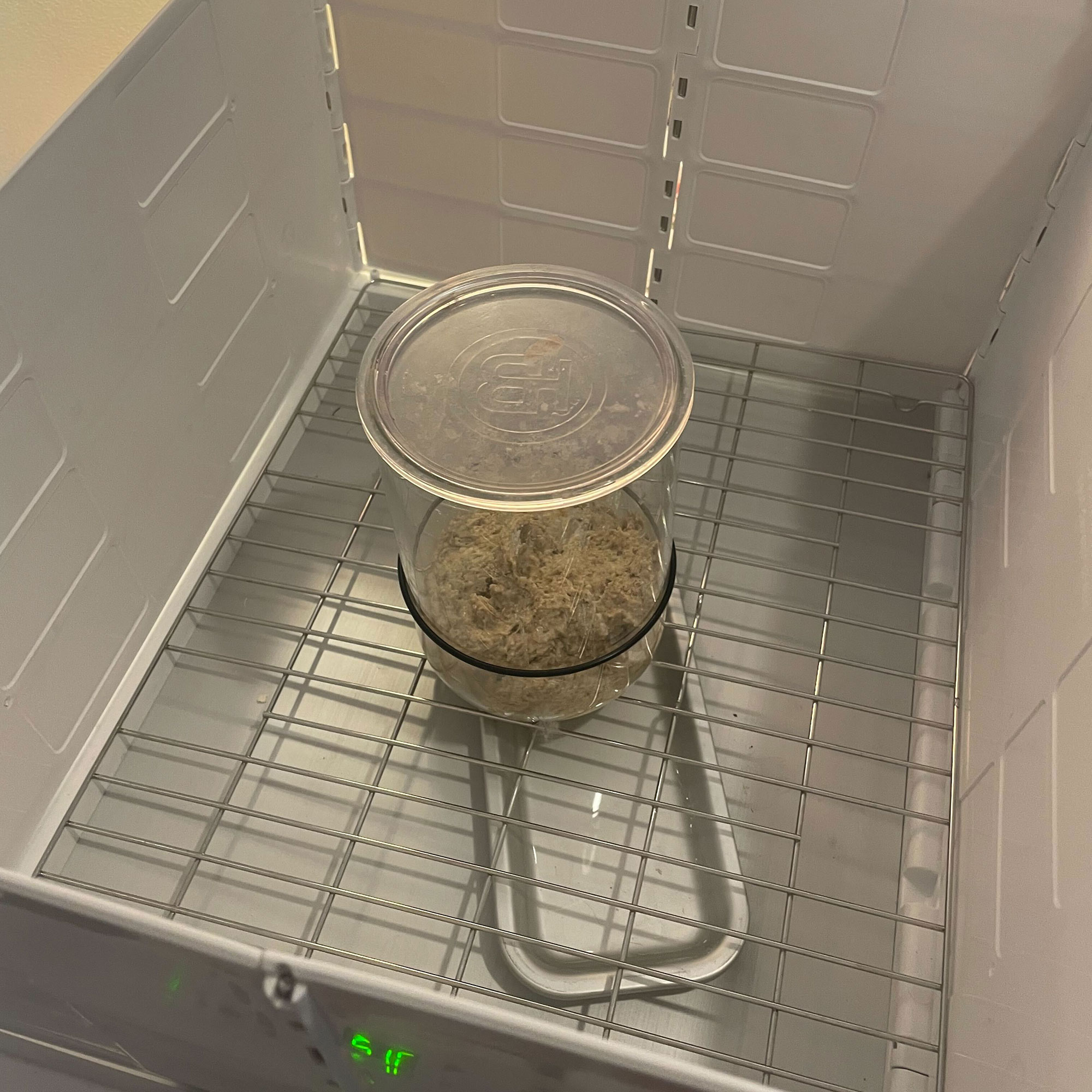 Jar of starter inside Brod &amp;amp; Taylor Folding Proofer