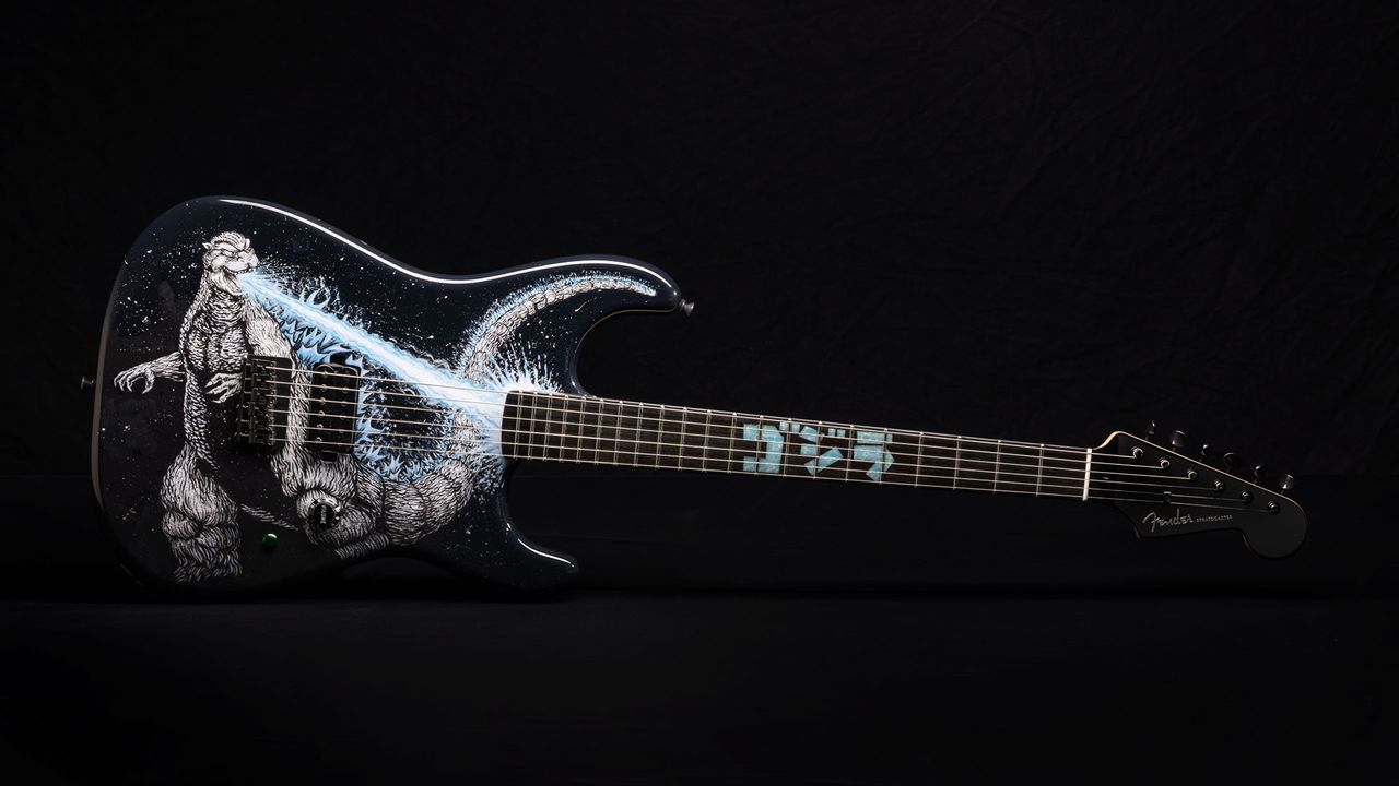Fender Limited Edition Masterbuilt Godzilla Stratocaster black background