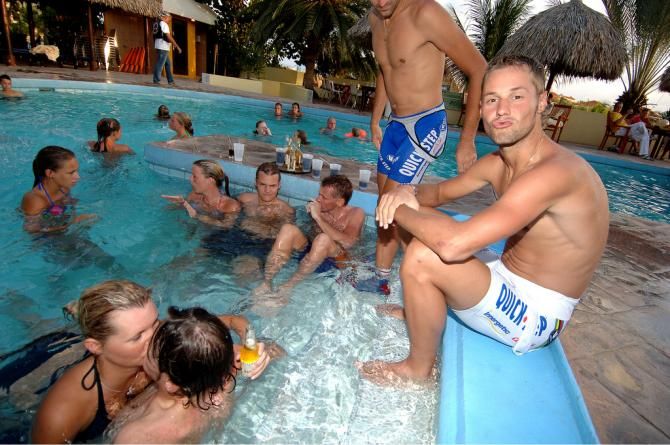 Tom Boonen enjoying the pool