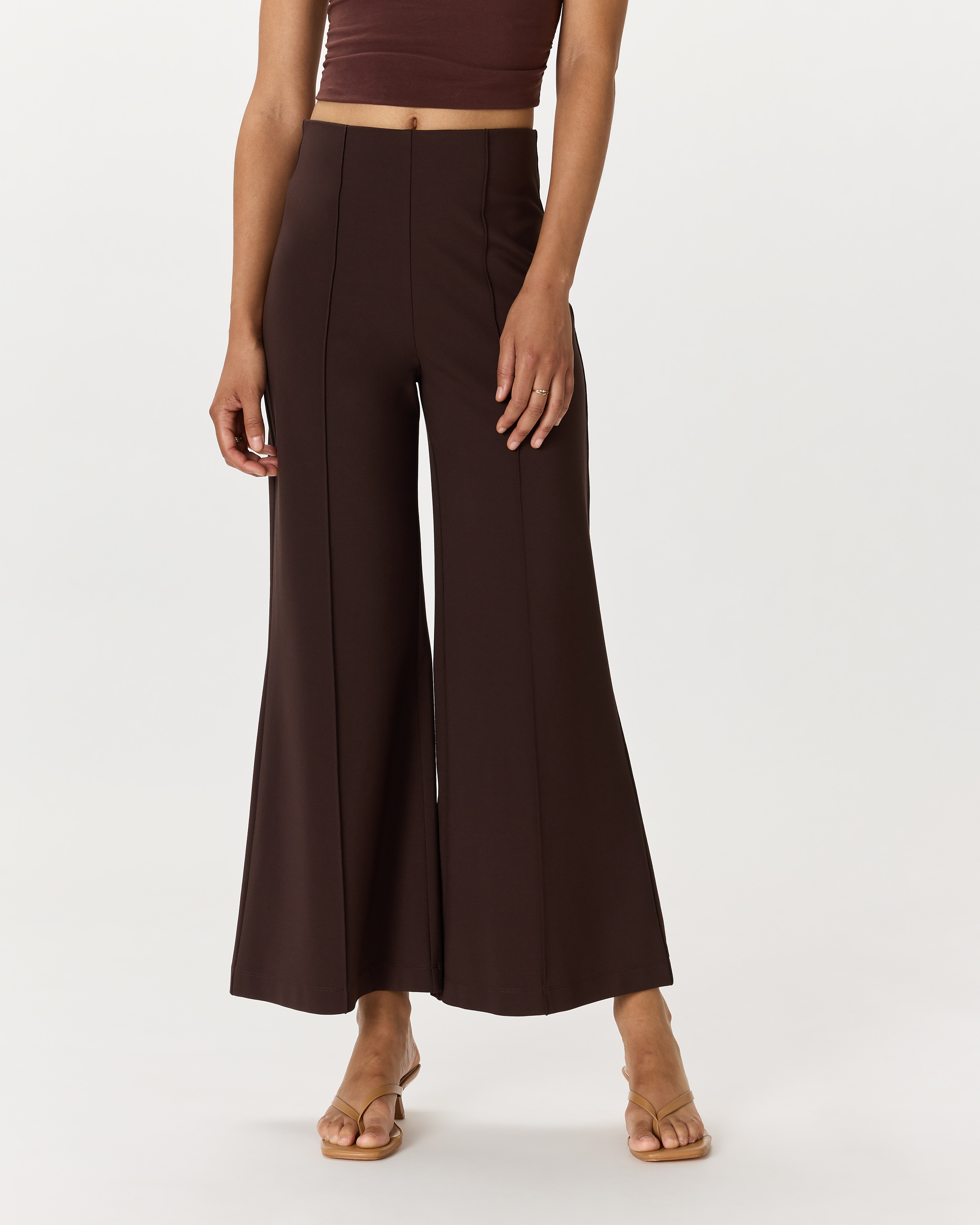 Ultra-Stretch Ponte Super Wide Leg Ankle Pants