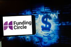 The logo of Funding Circle is seen on a screen of a smartphone