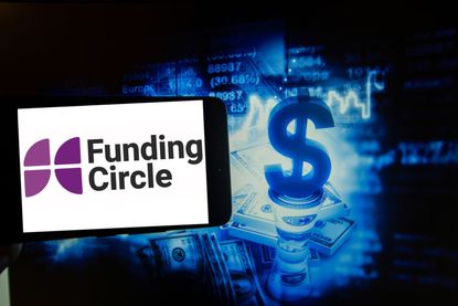 The logo of Funding Circle is seen on a screen of a smartphone