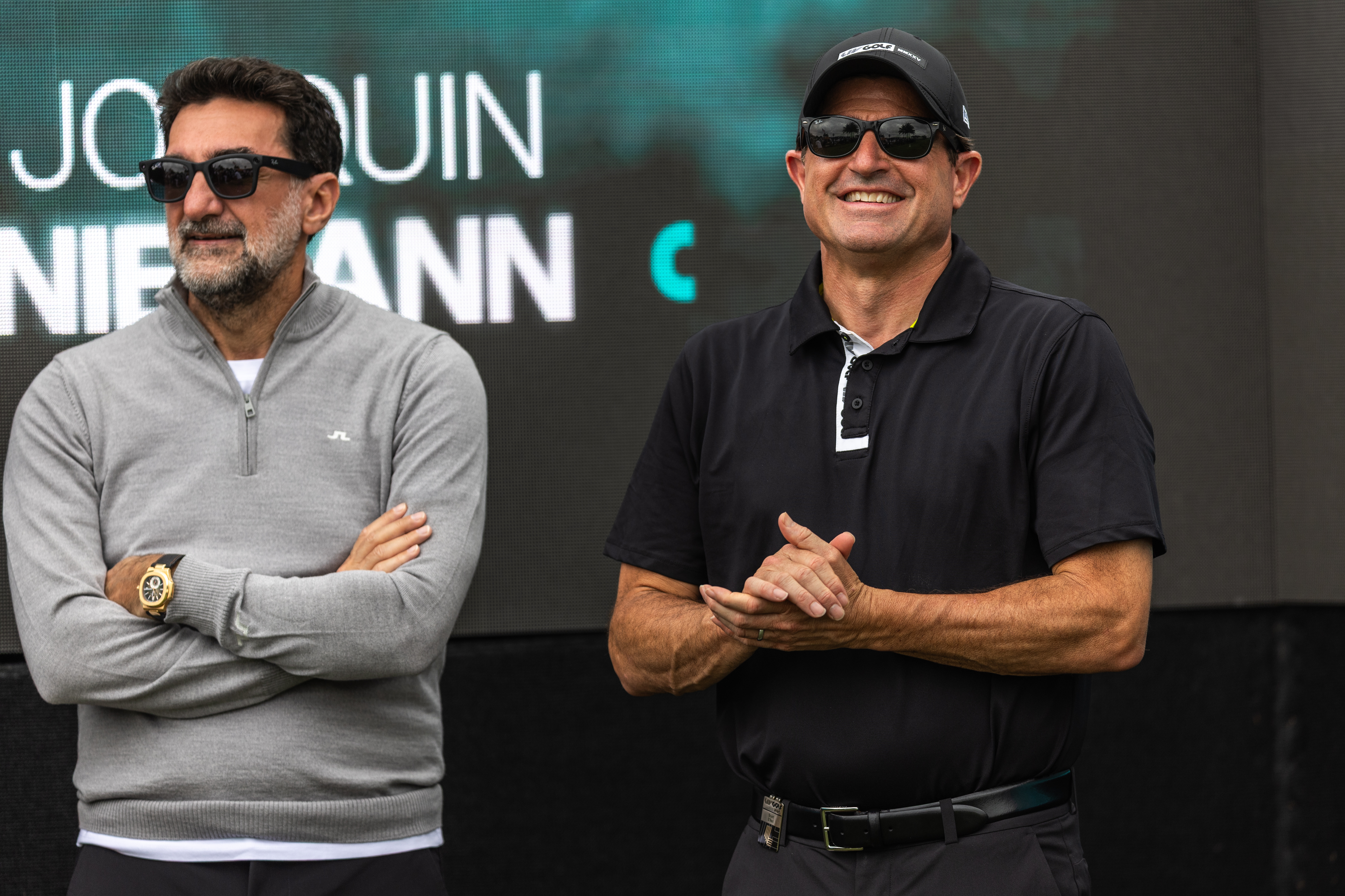 Yasir Al Rumayyan and Scott O'Neil during LIV Golf Miami