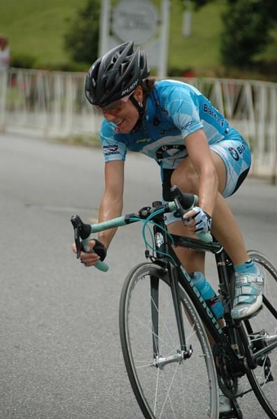 A BMW-Bianchi rider tried a solo break a few laps into the race.