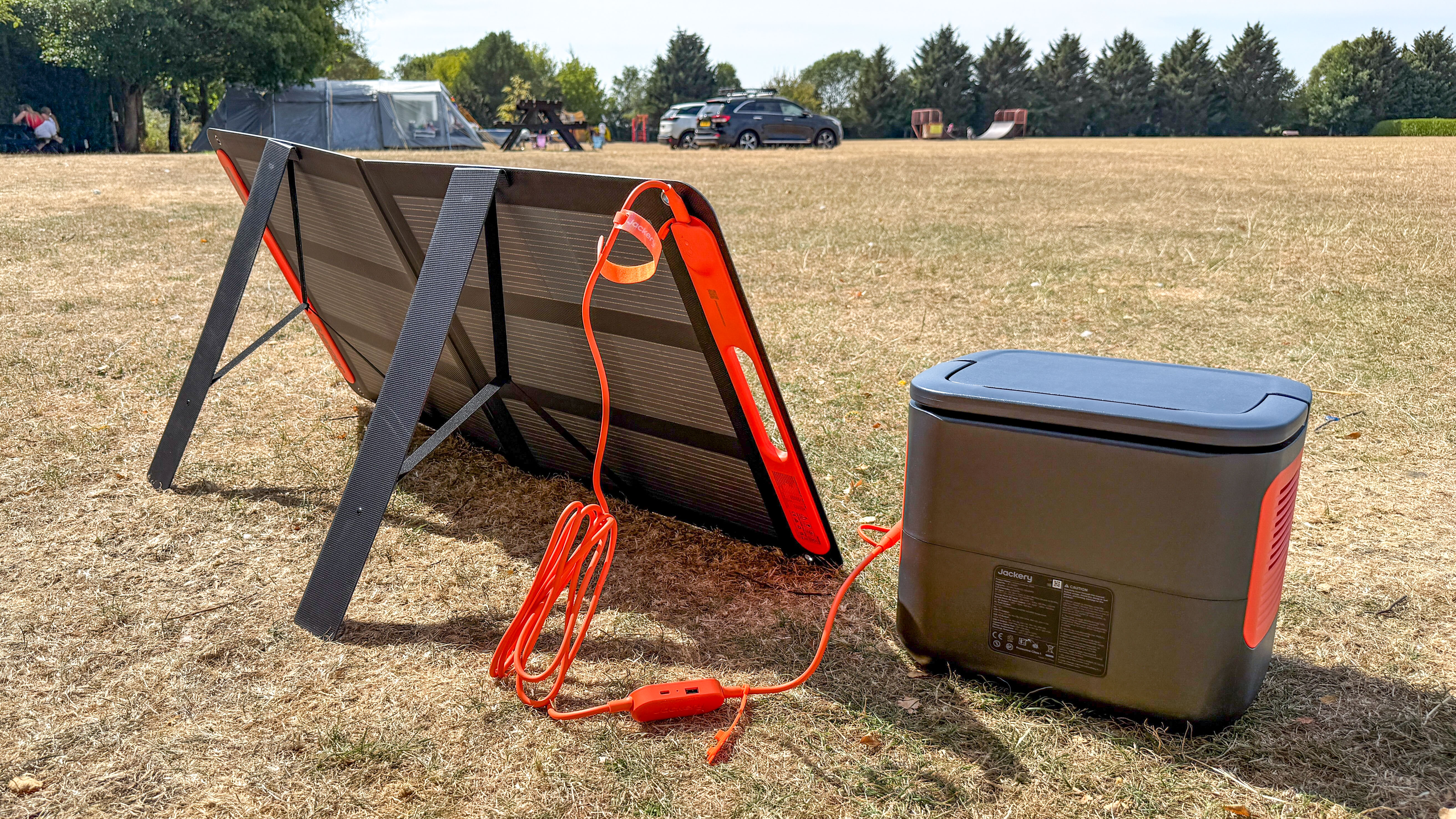 Jackery Explorer 2000 portable power station on a camping trip