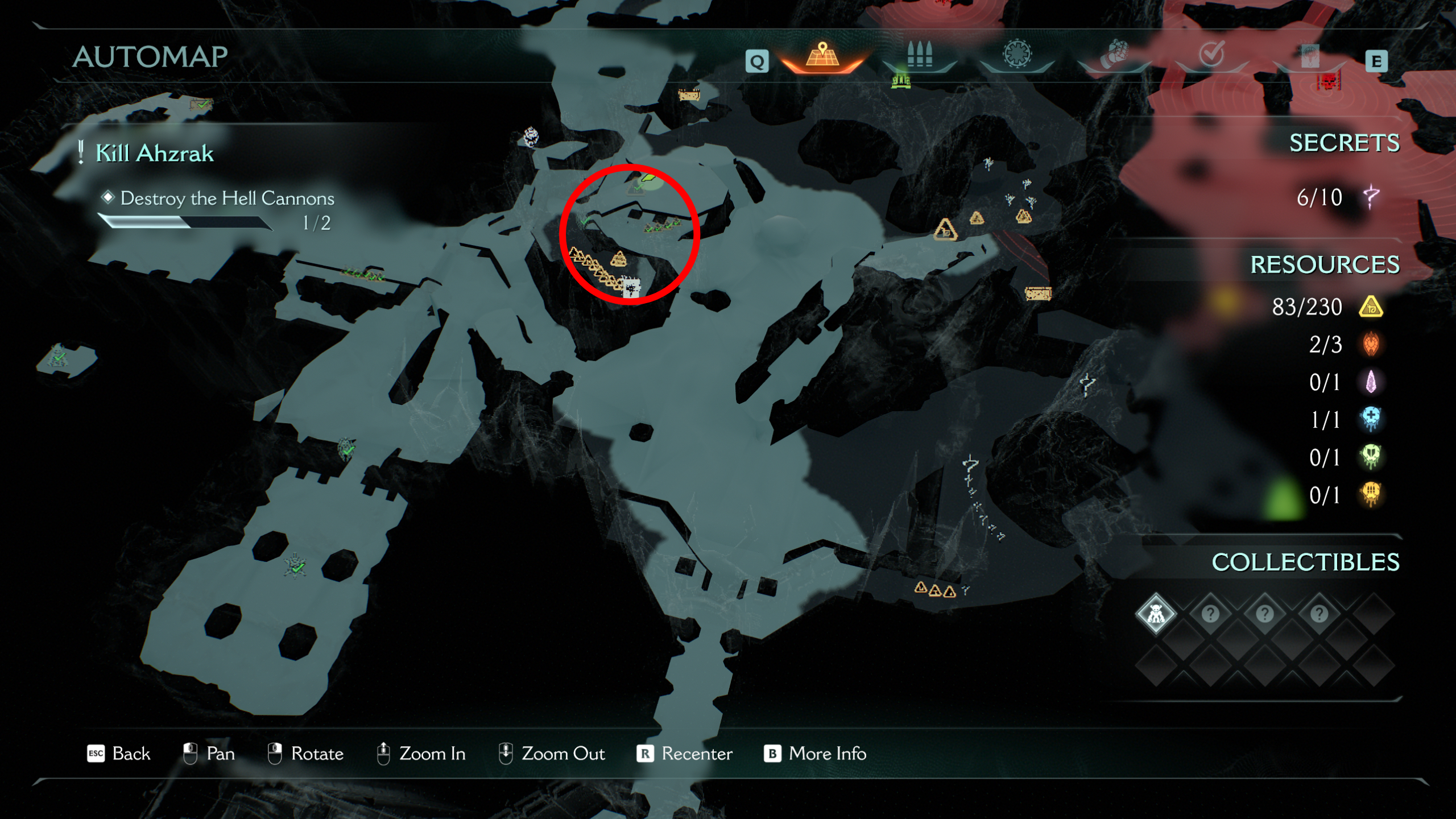 Doom: The Dark Ages The Forsaken Plains secrets and collectibles - A map highlighting the location of a codex entry in a castle.