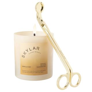 Skylar Vanilla Sky Candle and Wick Trimmer Gift Set- Non-Toxic Clean-Burning Candles With Soy Coconut Wax, Soy Candles for Home, Scented Candles Usa Made & Hand-Poured