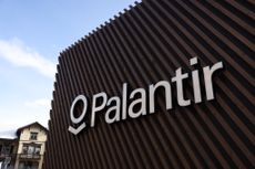 A logo outside the Palantir Technologies Inc. pavilion ahead of the World Economic Forum (WEF) in Davos, Switzerland