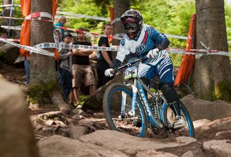 Sandra R&uuml;besam races downhill in Bad Wildbad