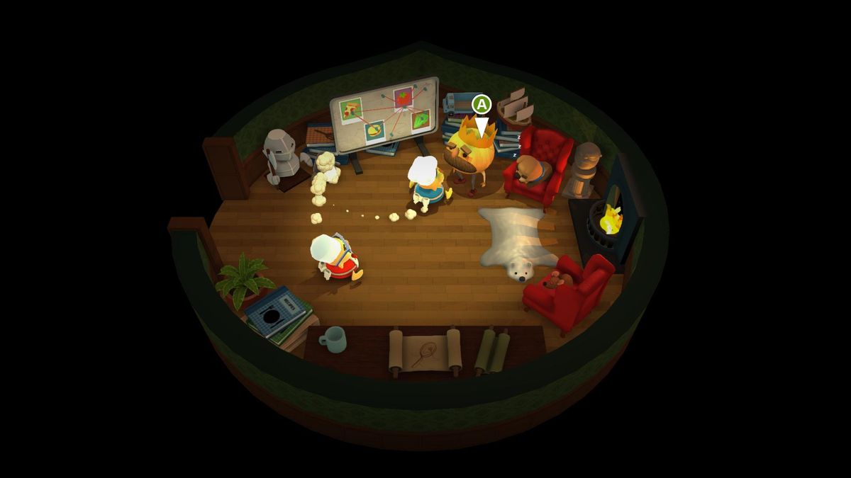 Sections of the game are broken up by short and ridiculous story moments. Overcooked's plot is actually about going back in time so you can train to be a great chef to prevent the end of the world in the present day.