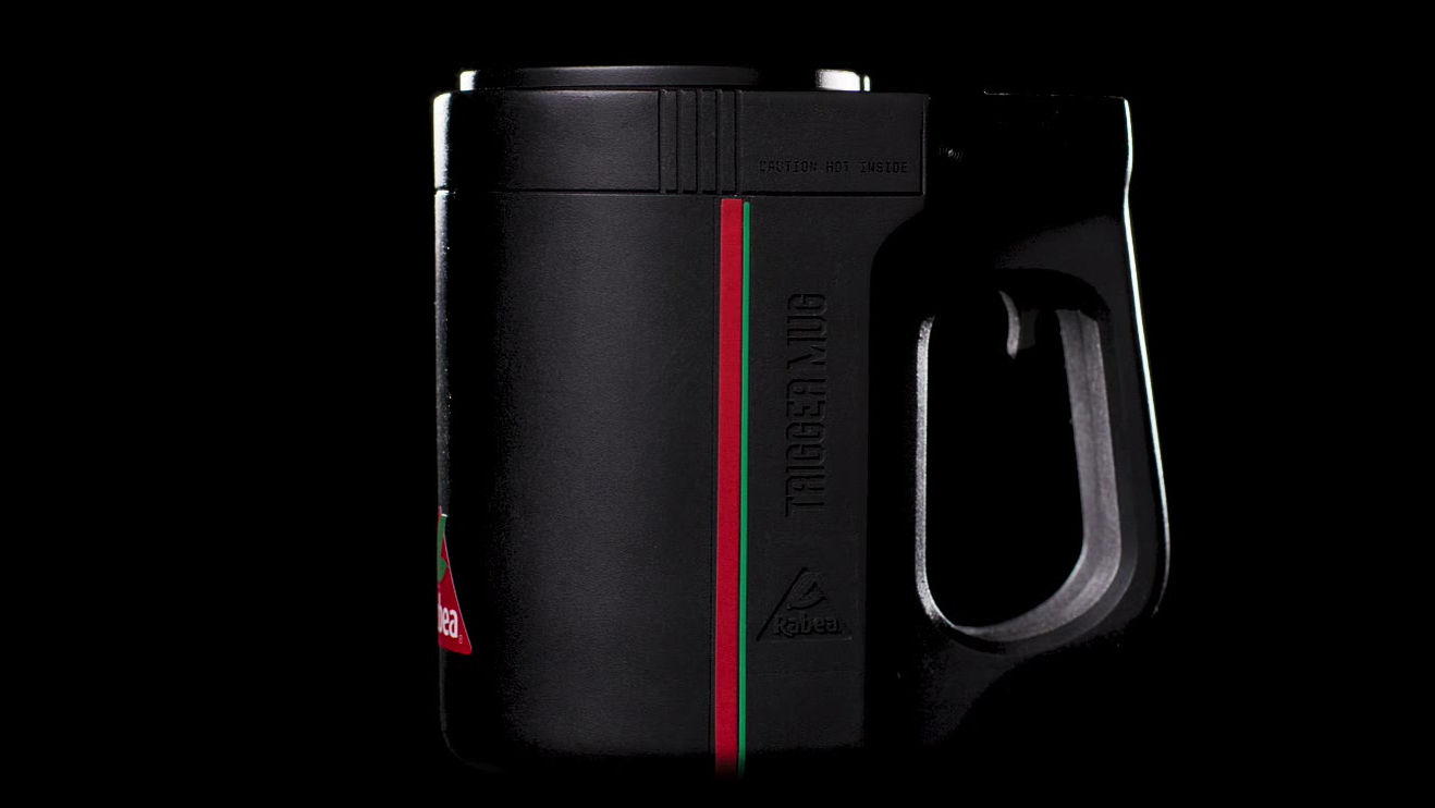 A mug with a trigger on it