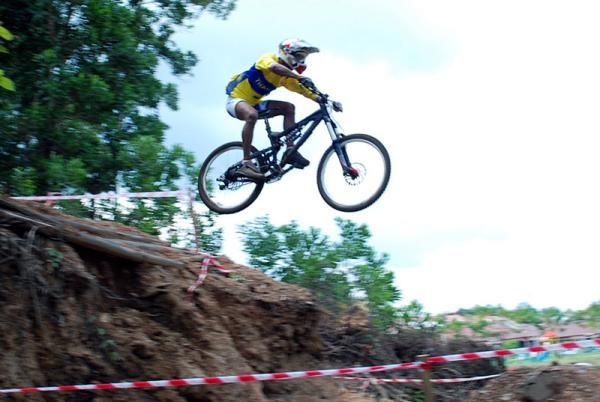 One of the elite men's downhill competitors airs it out.