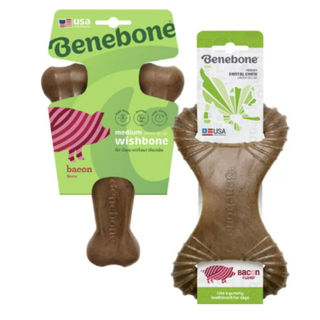 Bundle: Benebone Bacon Flavor Wishbone Tough Chew Toy