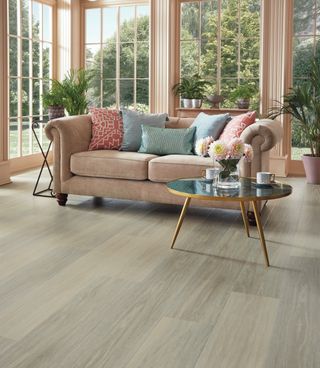 wood effect LVT flooring in living room conservatory