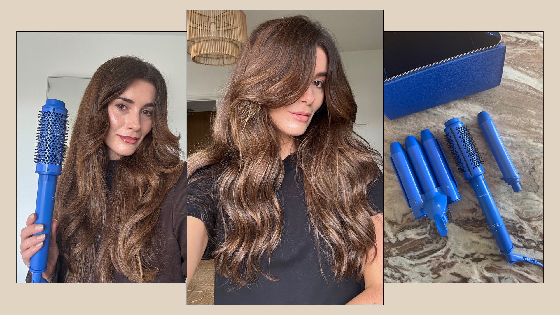 A collage of beauty editor Eleanor Vousden testing the Hershesons The Multi-Styler hair tool