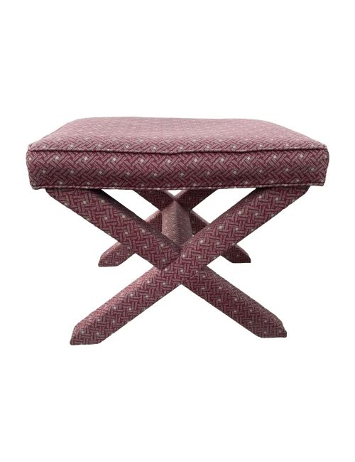 Mid Century X-Based Ottoman Stool