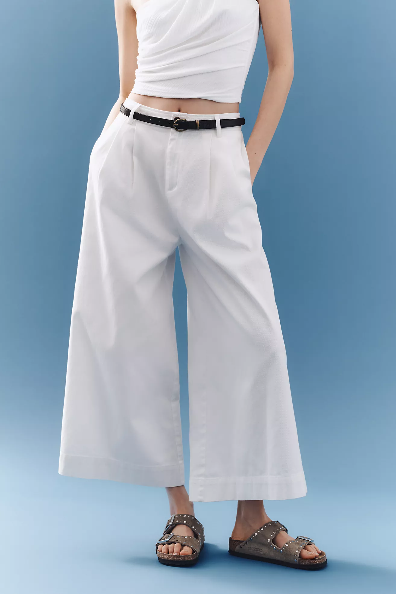 &.layered High-Rise Belted Culotte Pants