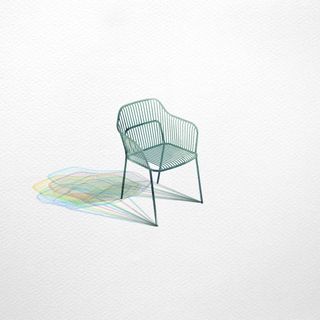 a sketch of the blue chair by Benjamin Hubert, showing a range of colours as the chair's shadow
