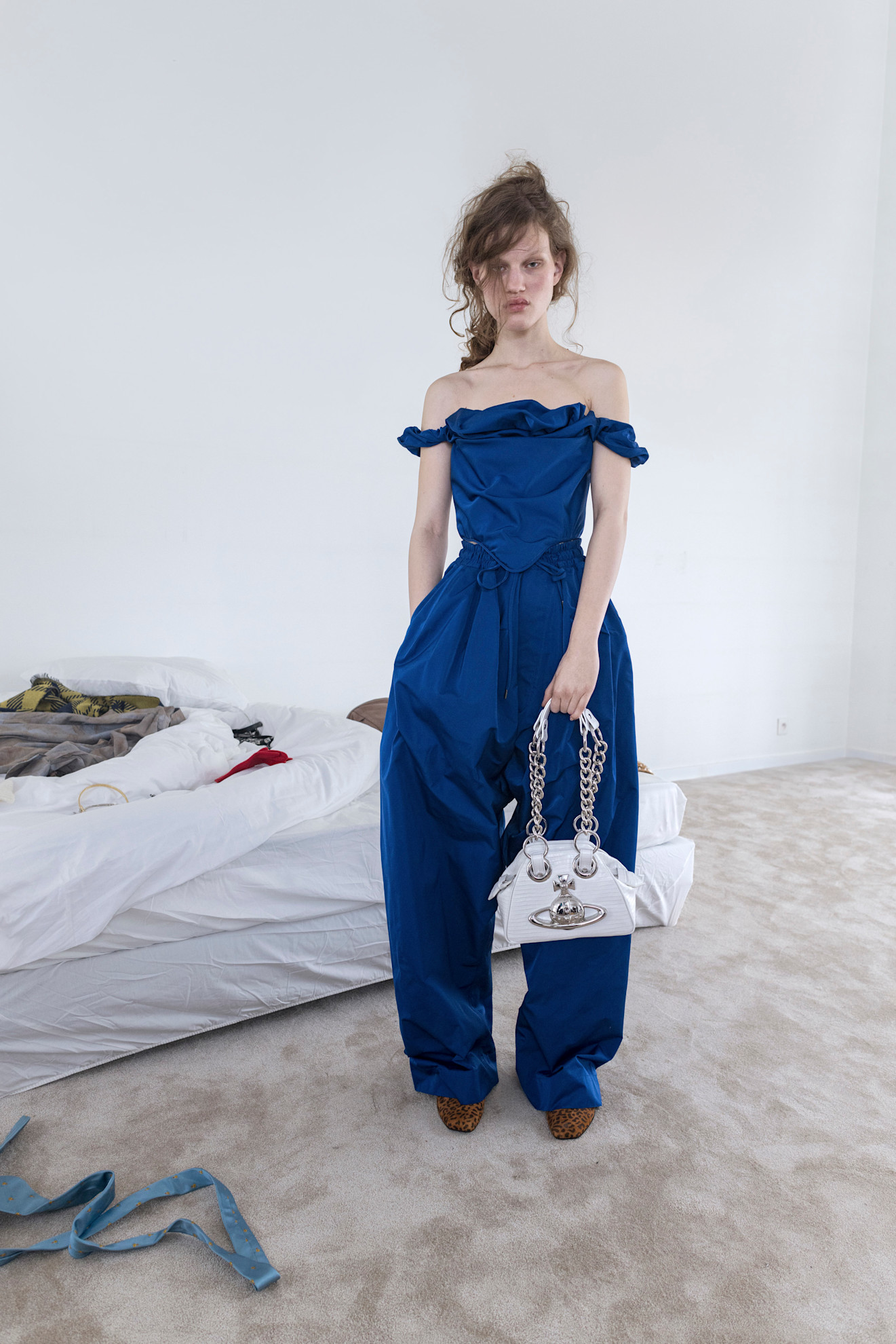 a Vivienne Westwood wearing cobalt blue