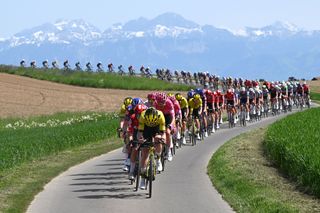 The Giro d'Italia peloton at speed
