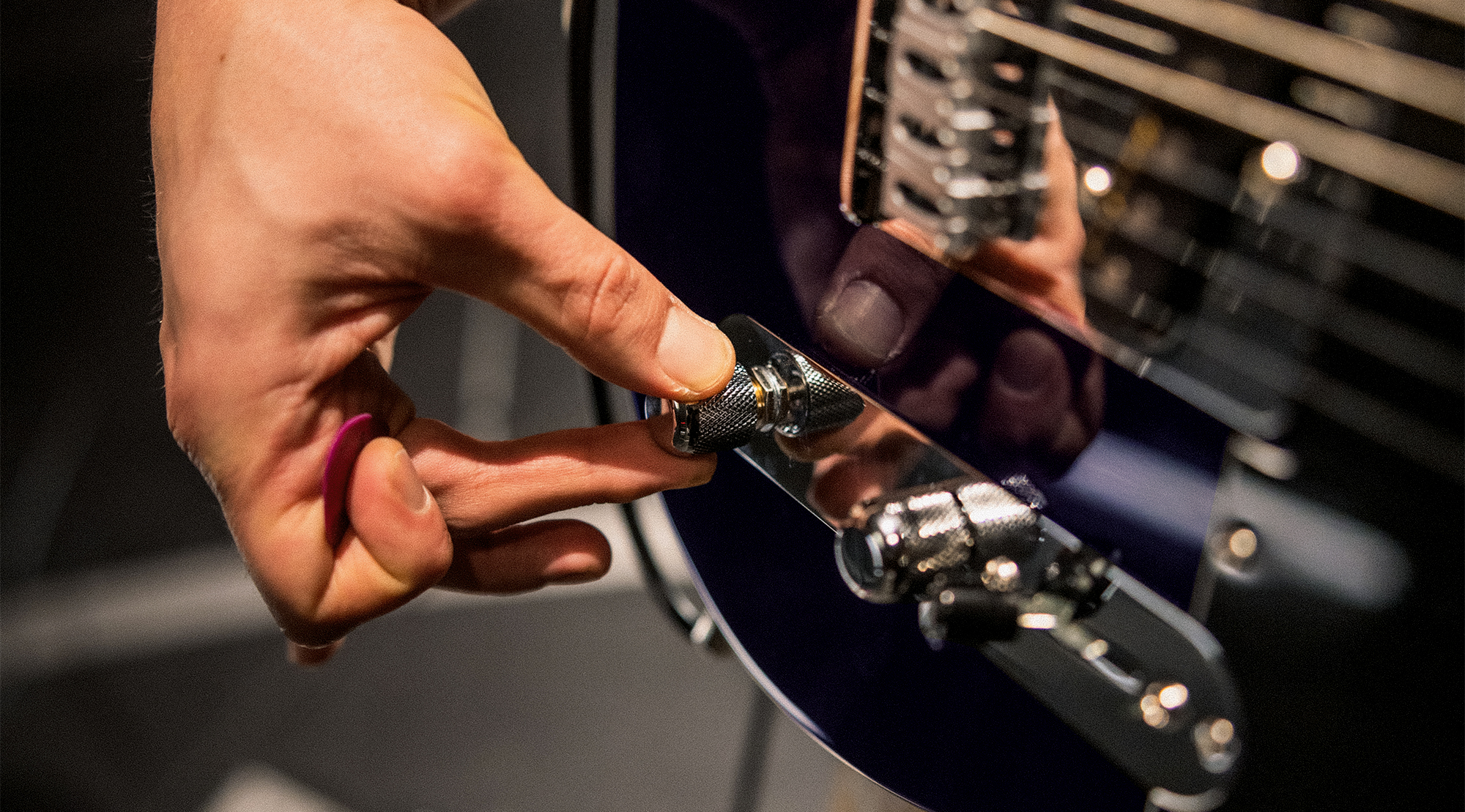 A photo of Mark Bowen, guitarist with the band Idles, playing a Fender Player II Modified Telecaster