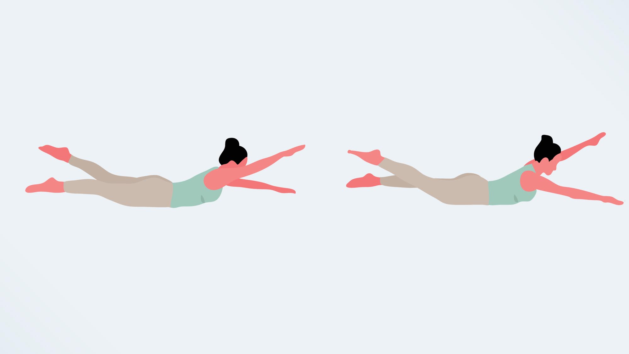 an illo of a woman doing the pilates swimming exercise