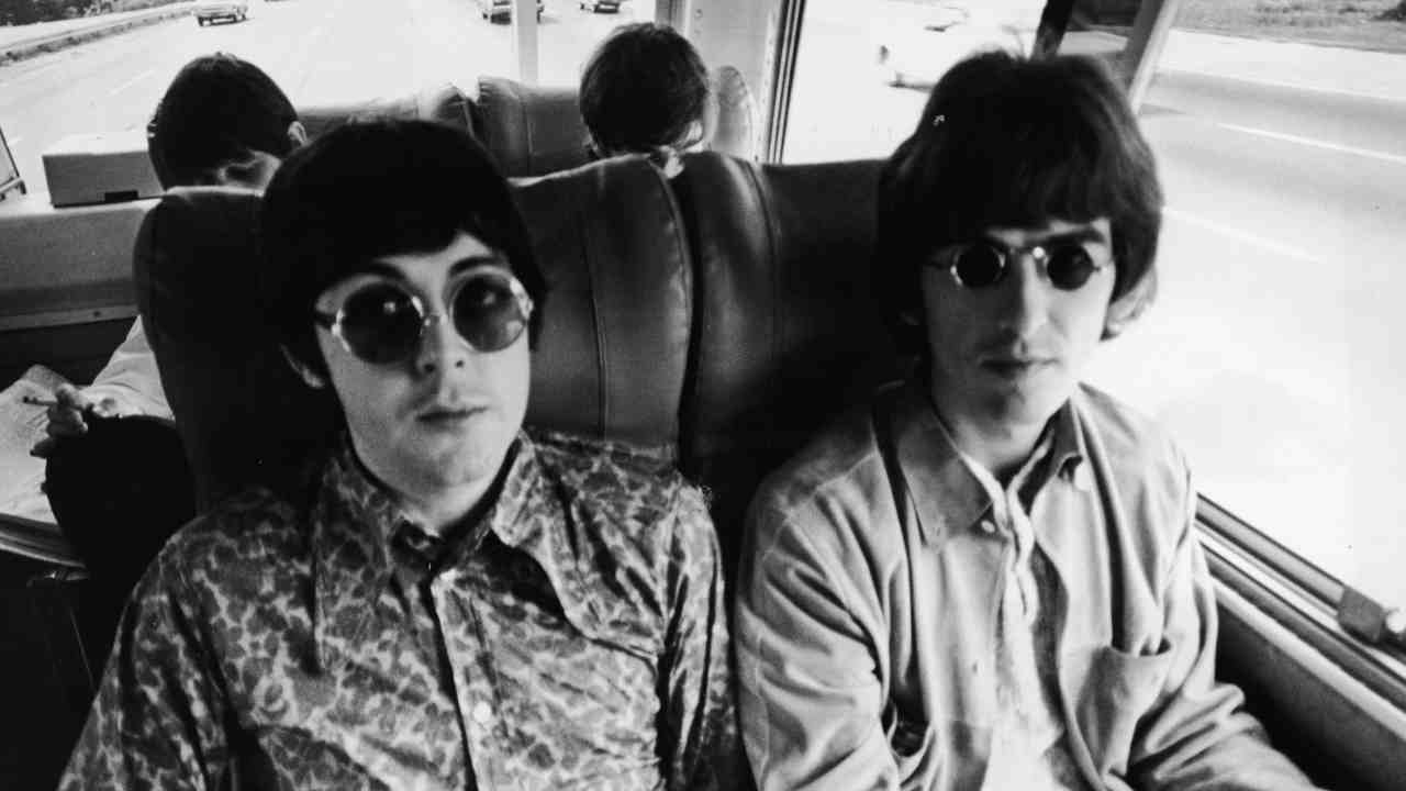 The Beatles&amp;rsquo; Paul McCartney and John Lennon on a tourbus in the USA in 1966