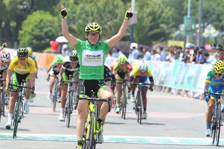 Monia Baccaille (MCipollini Giambenini) celebrates winning stage two of the 2012 Tour of Chongming Island