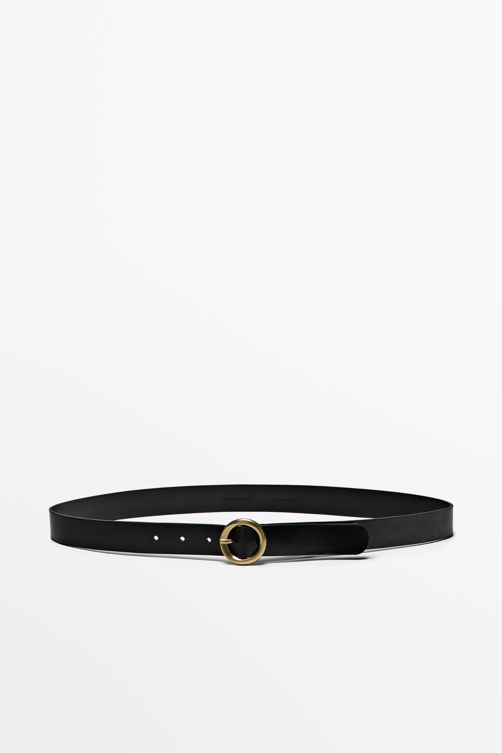 Nappa Leather Belt With Round Buckle