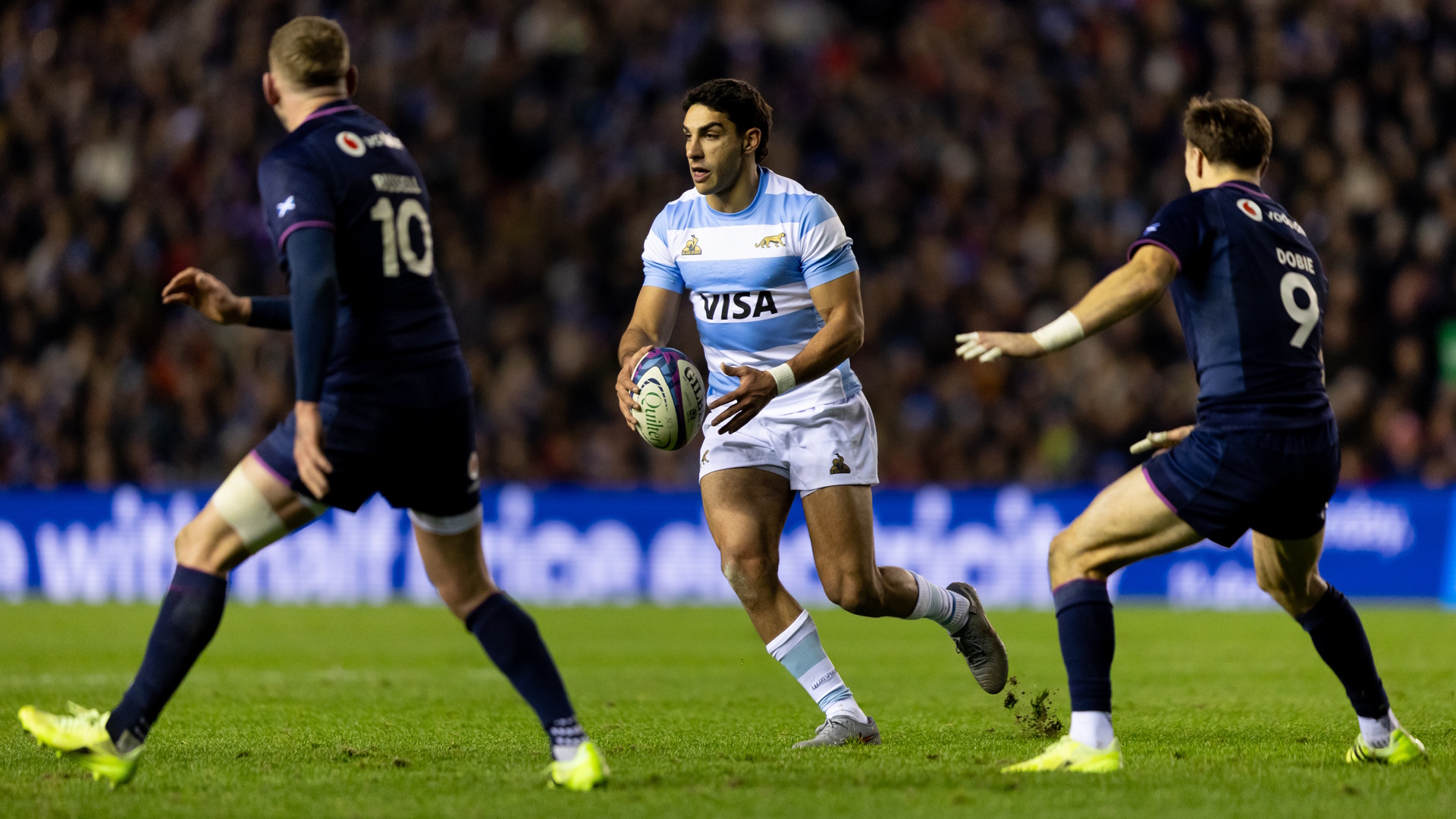 Rugby player Santiago Carreras of Argentina in action against Scotland.