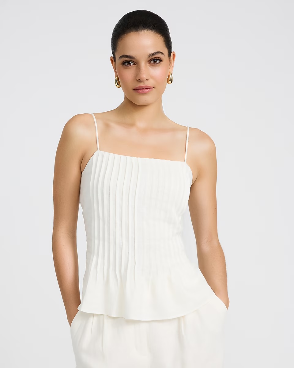express, Summer-Blend Linen Pintuck Peplum Cami