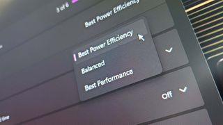 Shot of a monitor screen with the Windows 11 power settings open on it