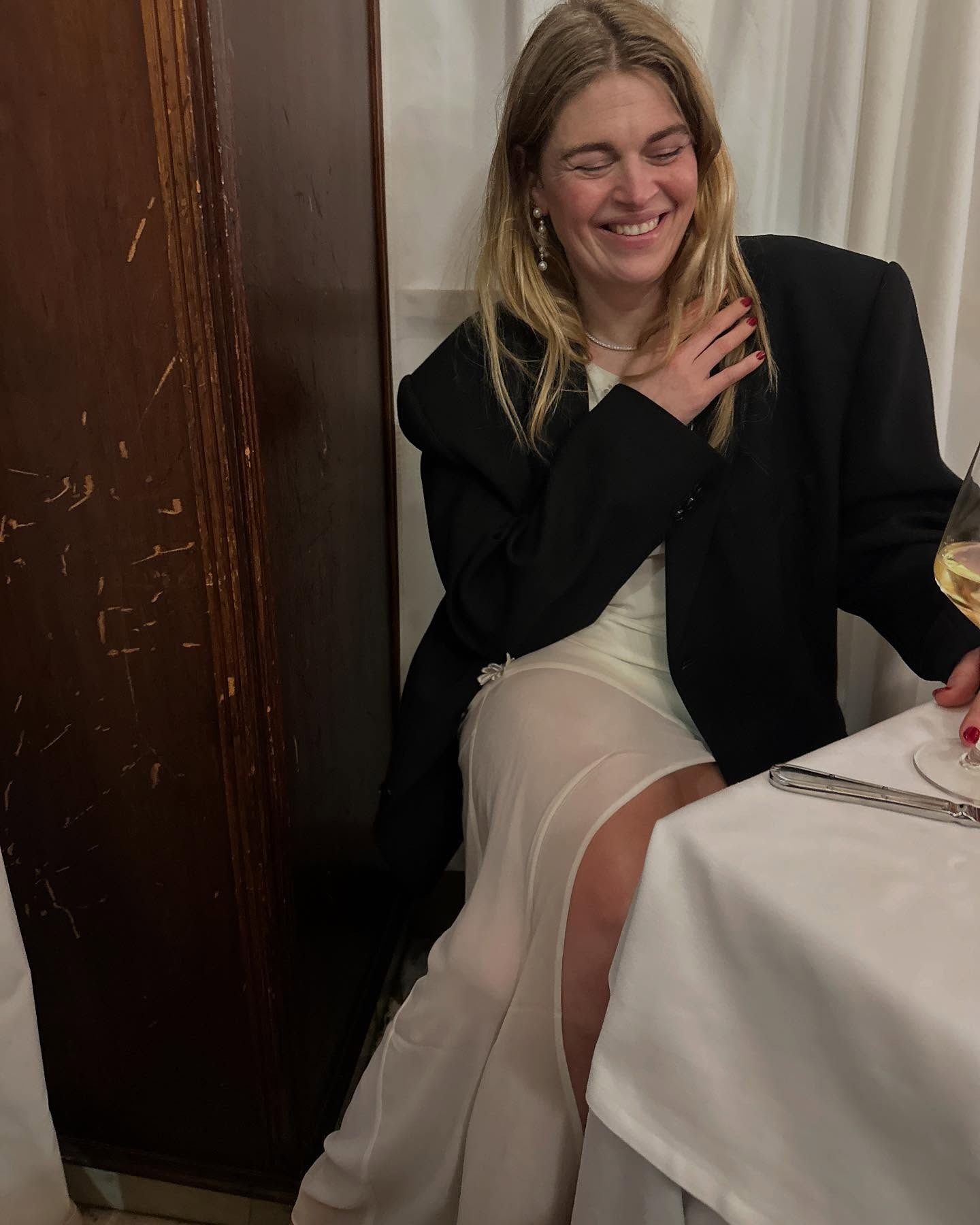 Sidsel Alling wearing a sheer skirt.