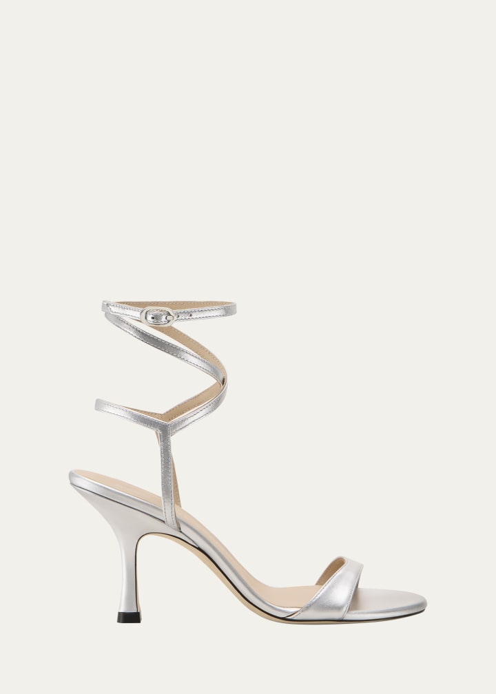 Nudist Metallic Ankle-Wrap Sandals