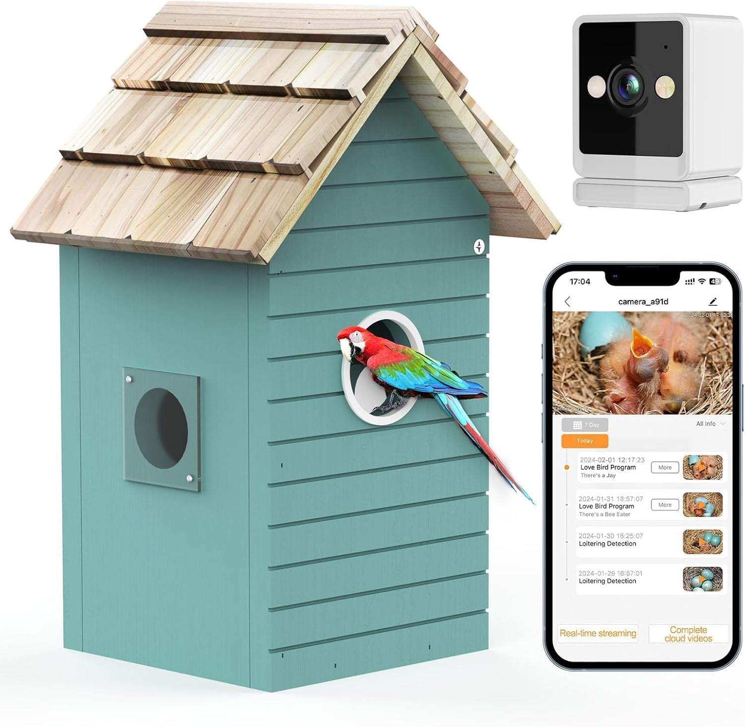 Smart Bird House With Camera, 4mp Birdhouse Camera for Outdoors, Watch Bird Nesting &amp;amp; Hatching in Real Time, Ai Identify Bird Behavior &amp;amp; Create, Diy Ideal Gift Blue