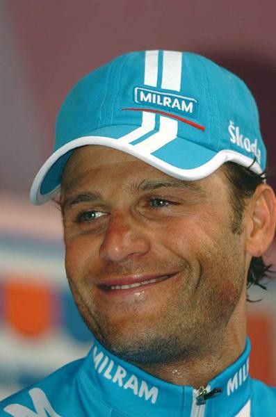 Smiling Alessandro Petacchi (Milram) after Giro win number 22.