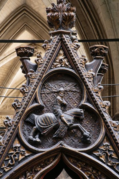 Fig 5: Relief of Aymer de Valence over his monument in Westminster Abbey. Credit: Will Pryce