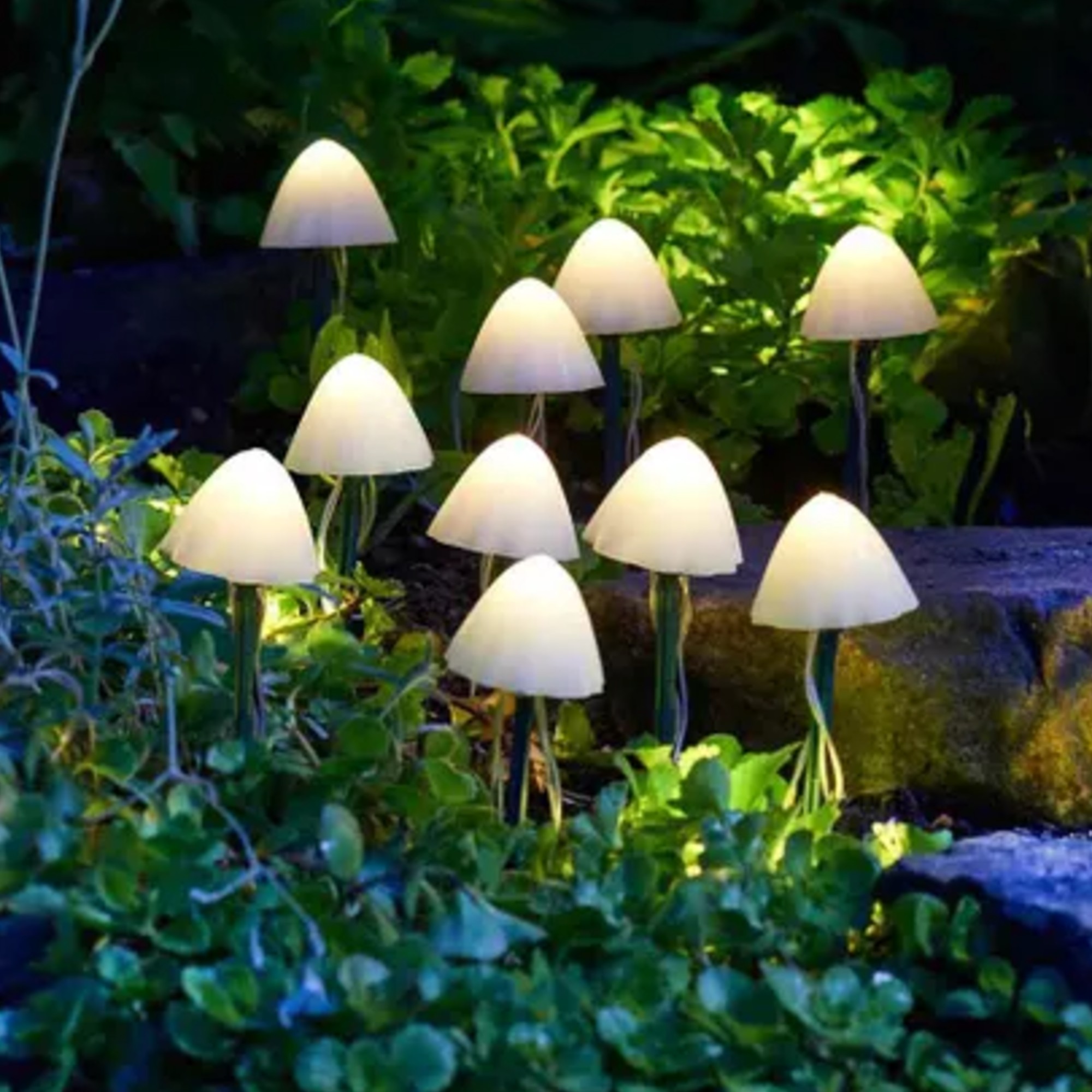 Smart Solar Lumishroom Stake Lights Set Of 10