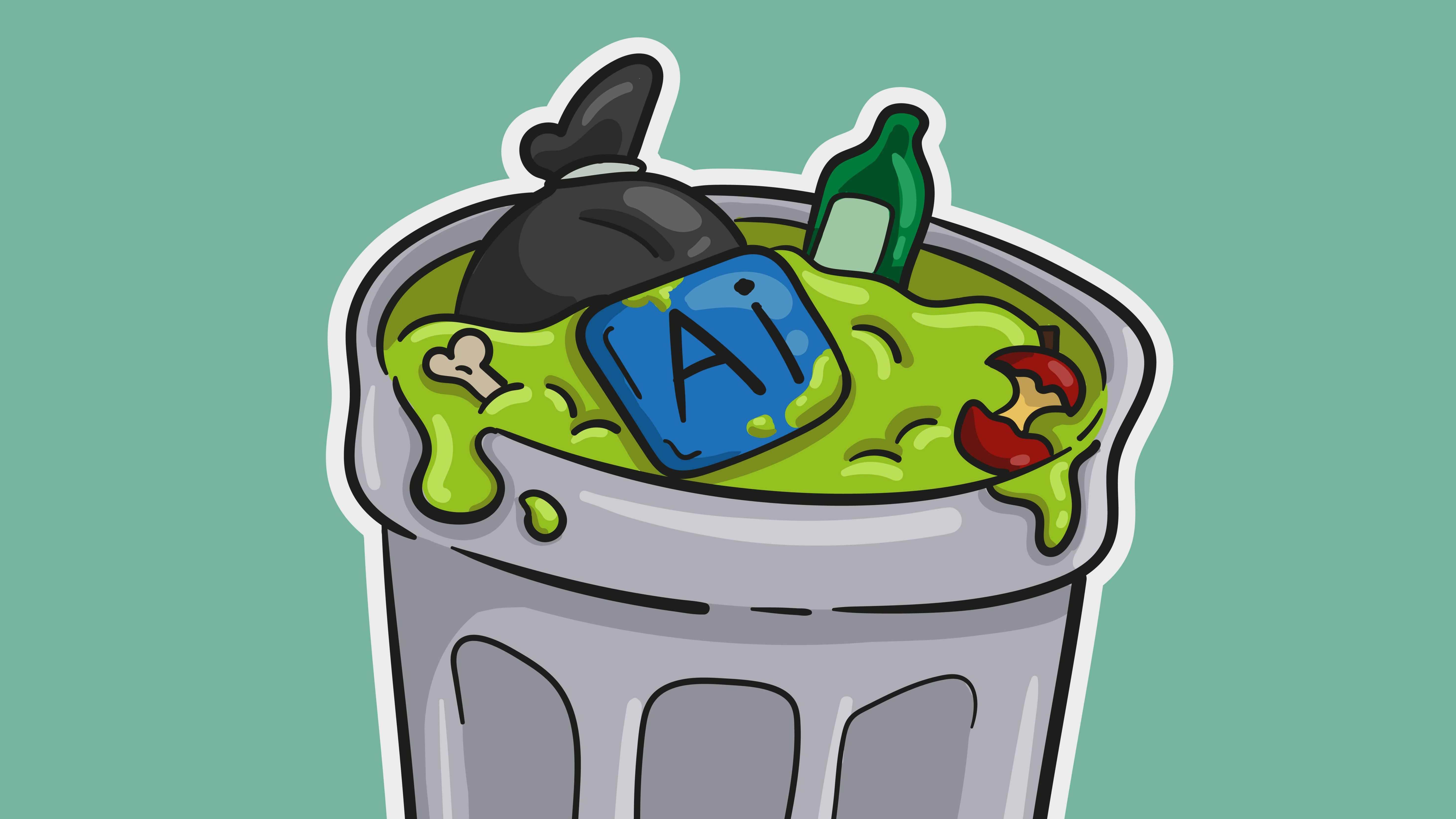 art of a bin with AI chucked in it