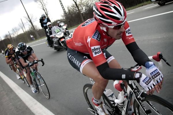 Fabian Cancellara (Saxo Bank) at E3 Prijs, in what would become a familiar position for the Swiss throughout the spring