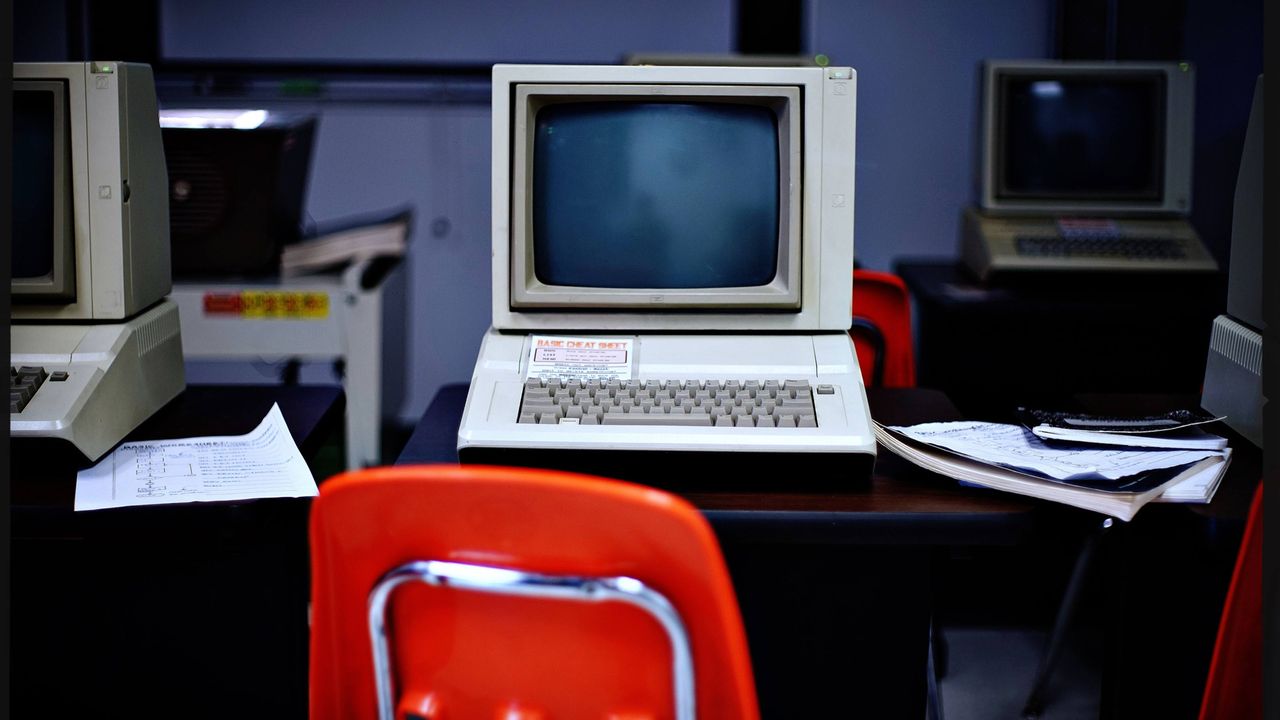 A 1980s PC in a classroom